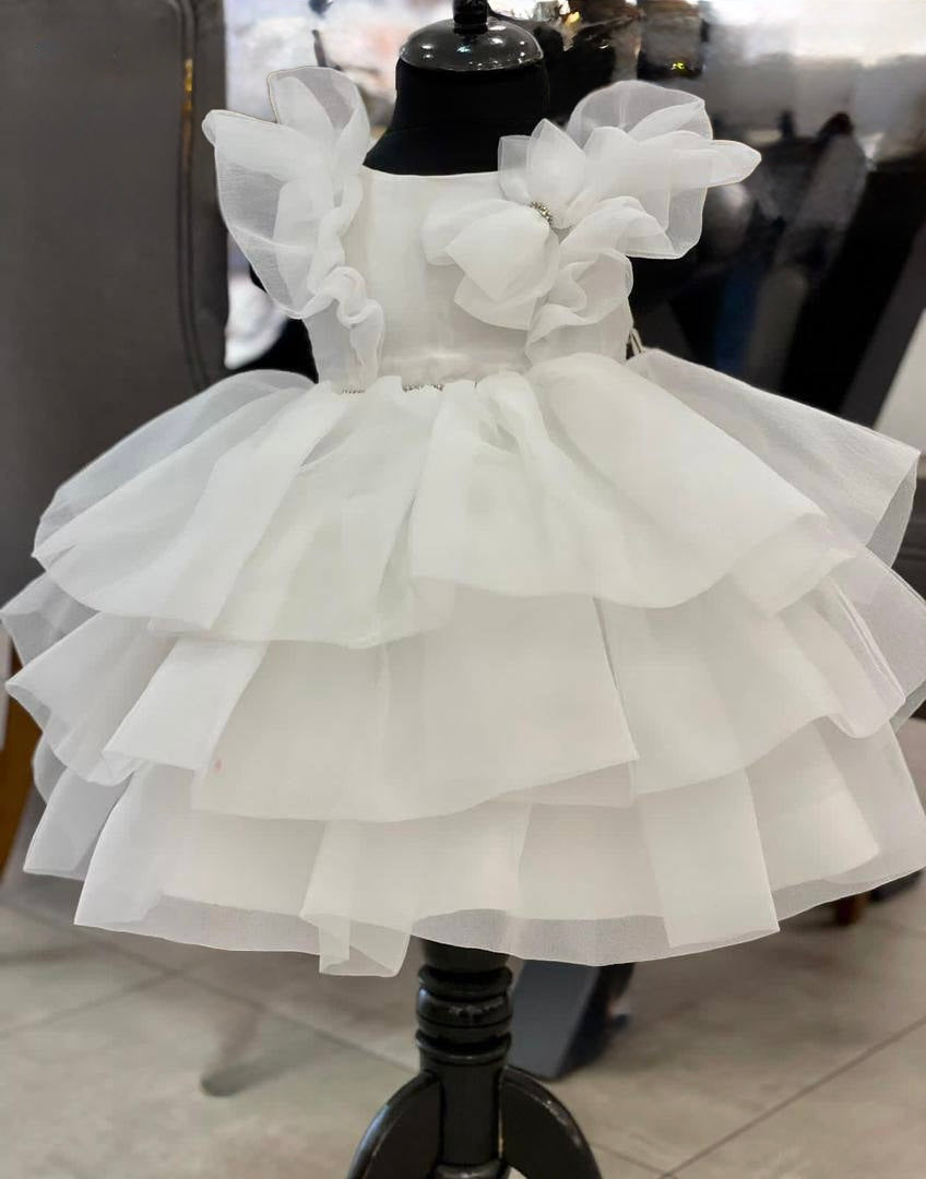 Enchanting White Infant, Toddler Girl Party Dress